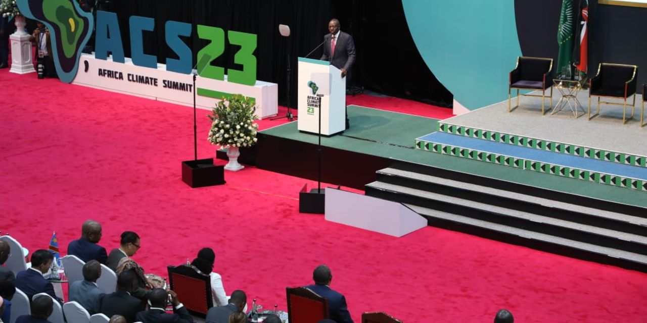 President William Ruto addresses participants during the Africa Climate Summit in Nairobi on September 4, 2023. Photo credit: Dennis Onsongo | Nation Media Group