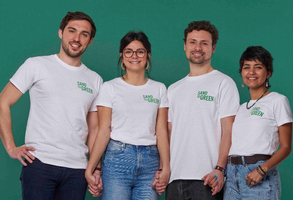 Sand to Green Team, Mr. Benjamin Rombaut, Ms. Romane, Mr. Gautier de Carcouet and Ms. Wissal Ben Moussa.